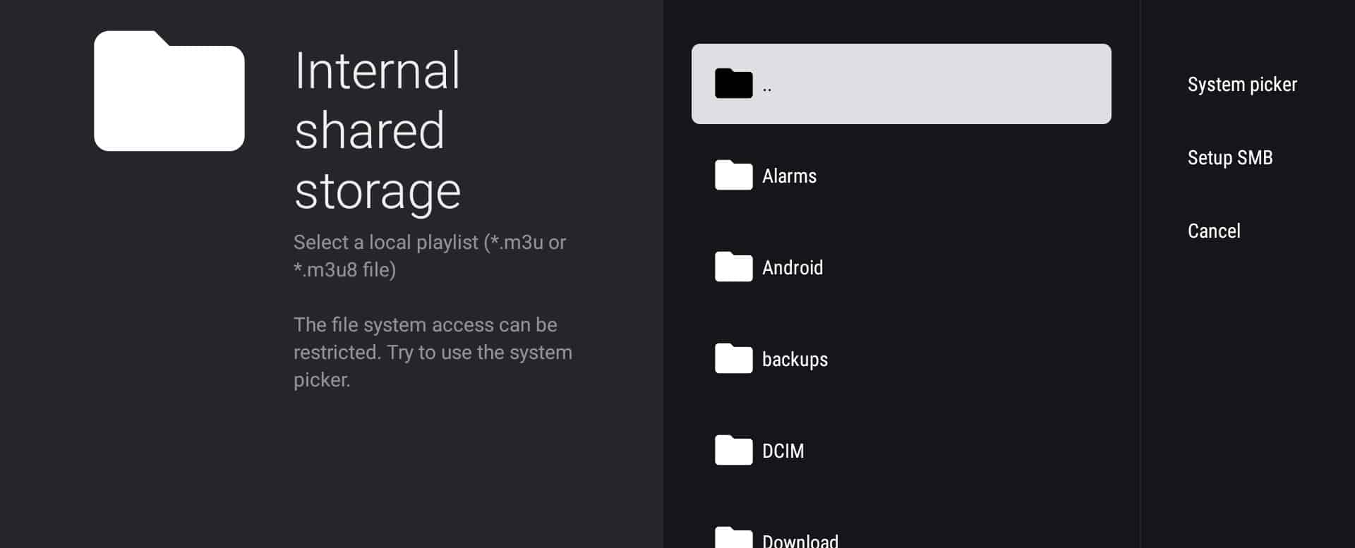 loading an iptv playlist inside tivimate from a local storage