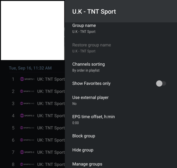 category options listing