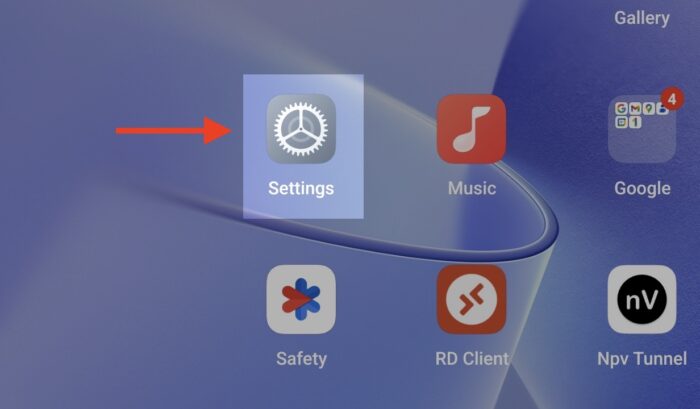 opening settings on an android device