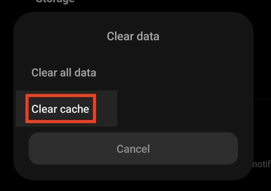 clicking clear cache