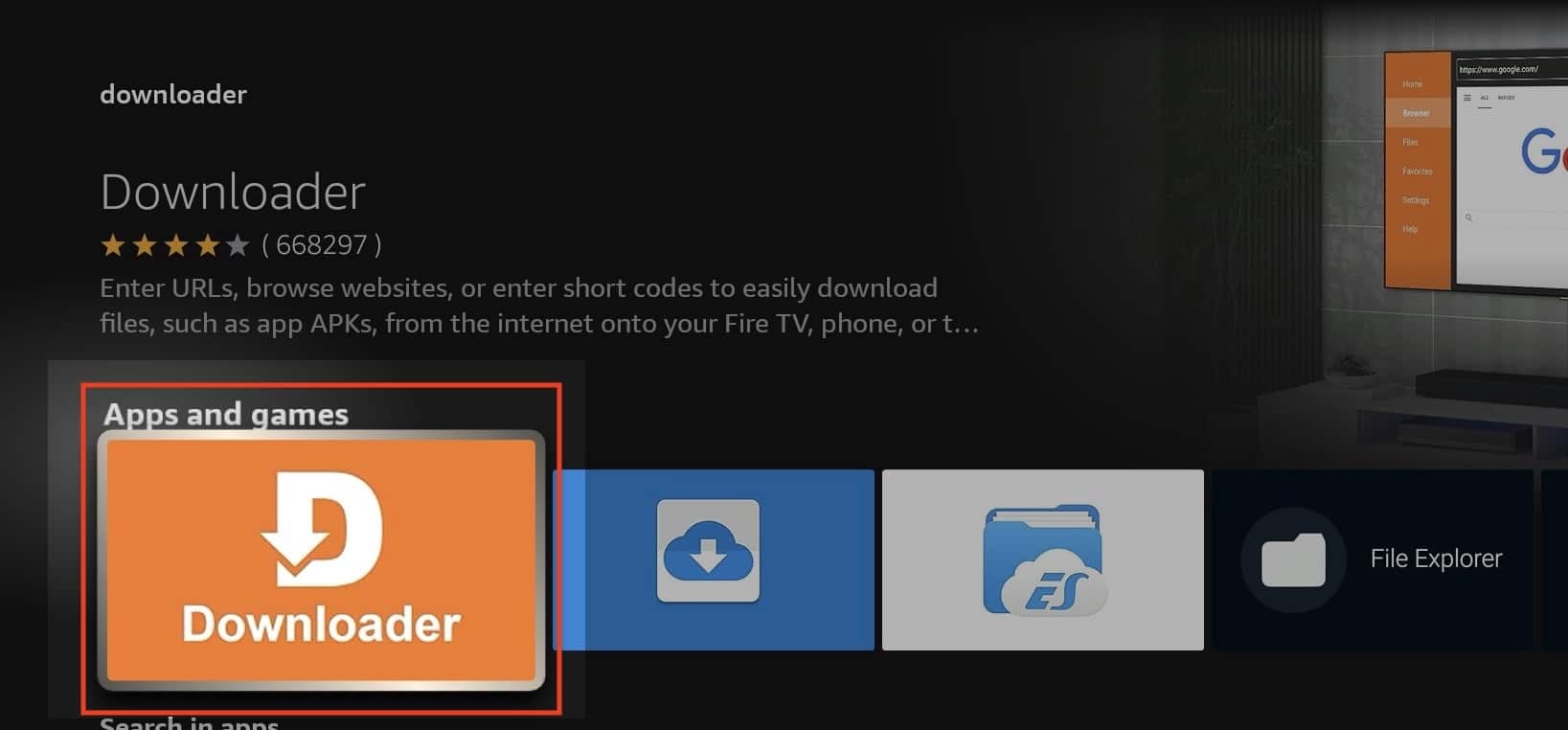 downloader appears for installation on amazon appstore.