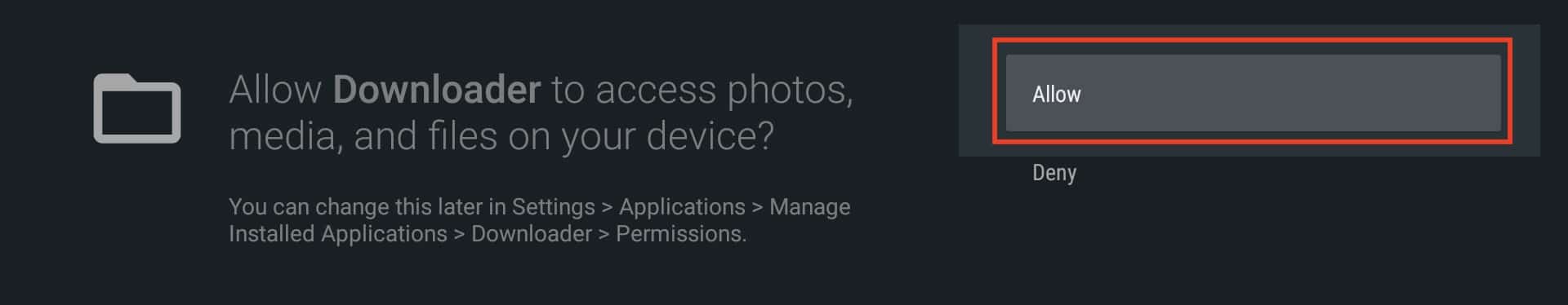 clicking the download button to install downloader.