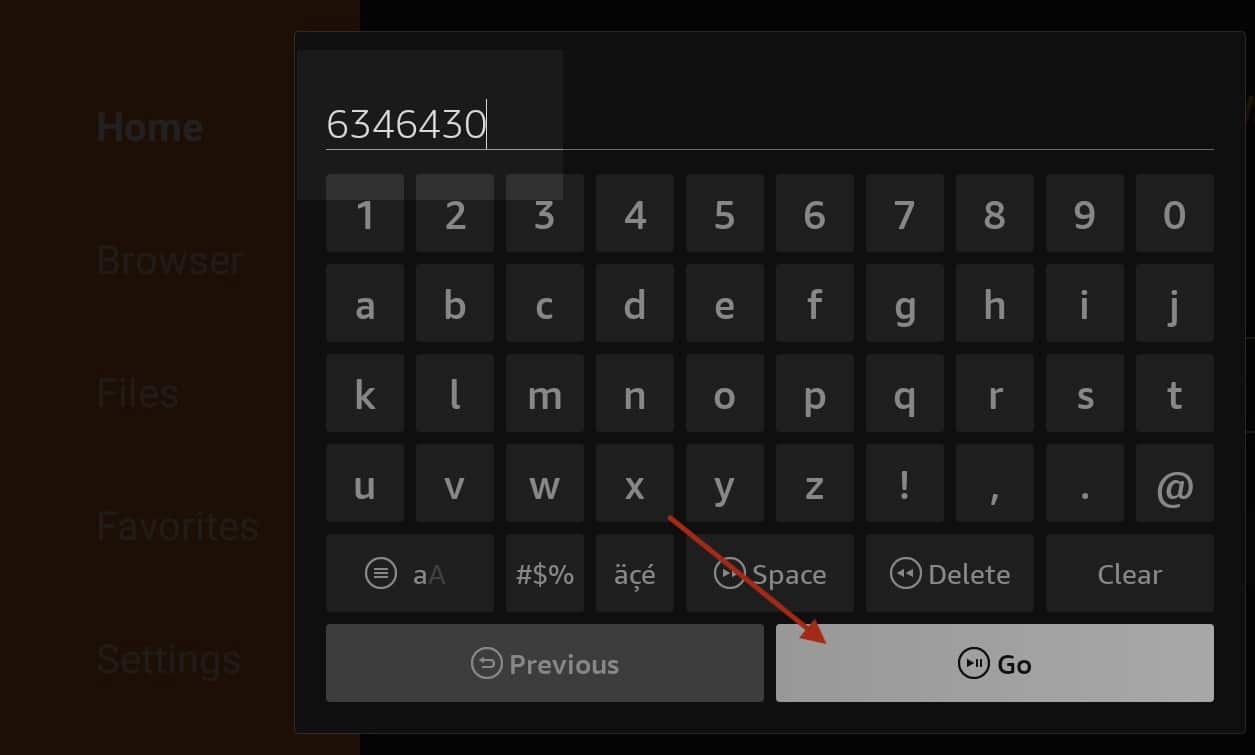 typing in the tivimate downloader code