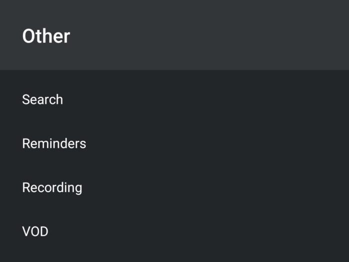 other page under settings in tivimate