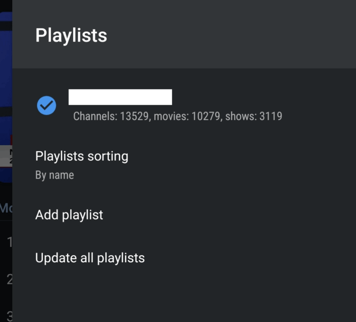 playlist section under general settings in tivimate