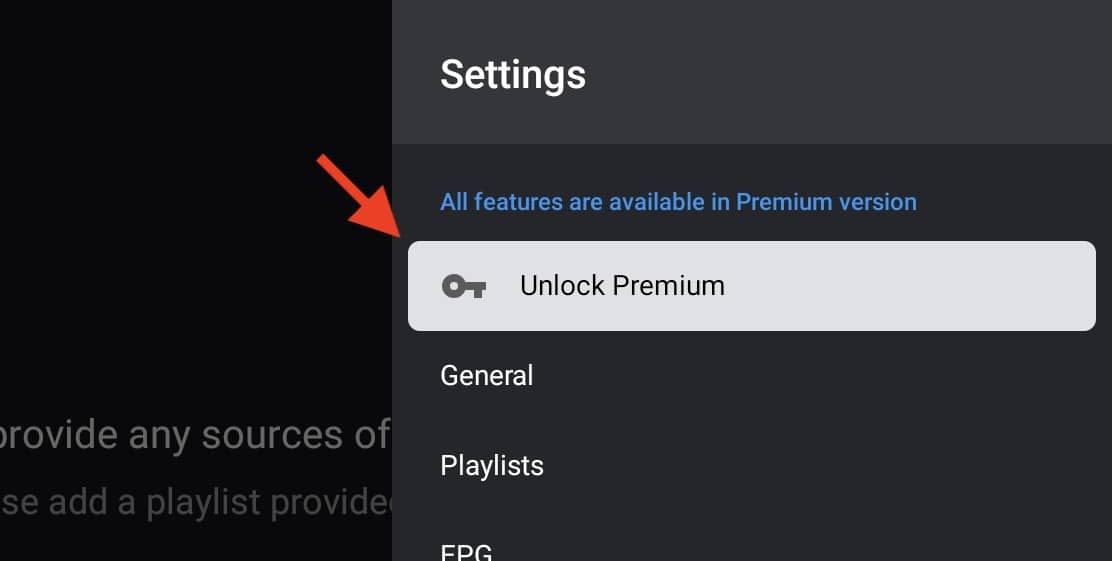 clicking the unlock premium on settings column