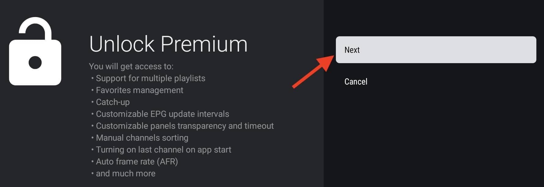 proceeding to unlock premium on tivimate