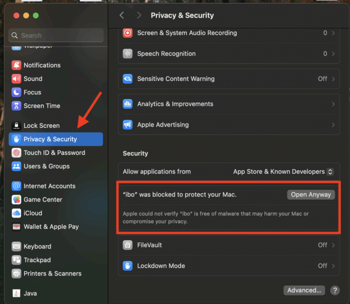 allowing launching ibo player on macos