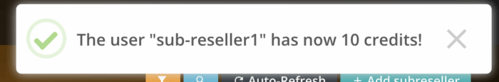 credit successfully added to the user account