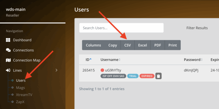 opening the user section