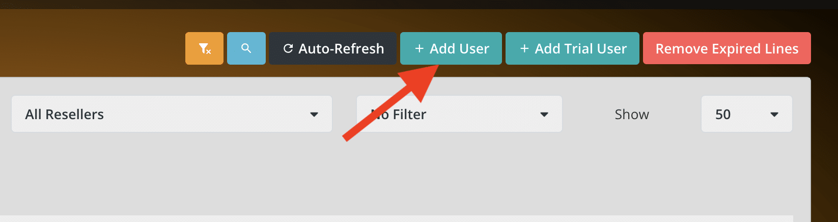 clicking add user to create a paid user on reseller iptv panel