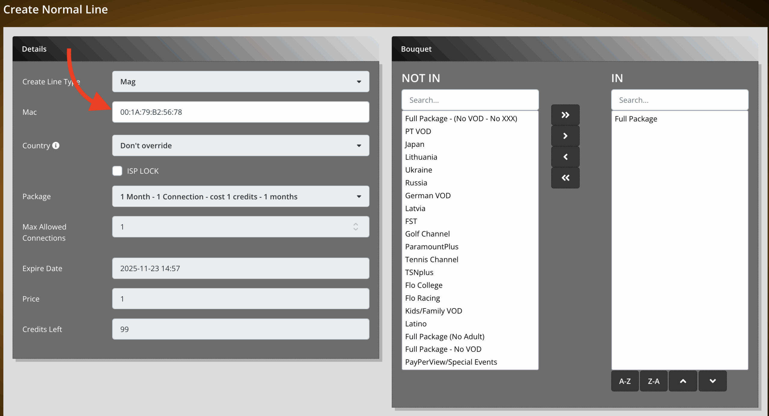 adjusting details while creating MAG on iptv reseller panel